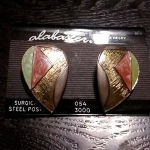 Enameled tear drop post earrings